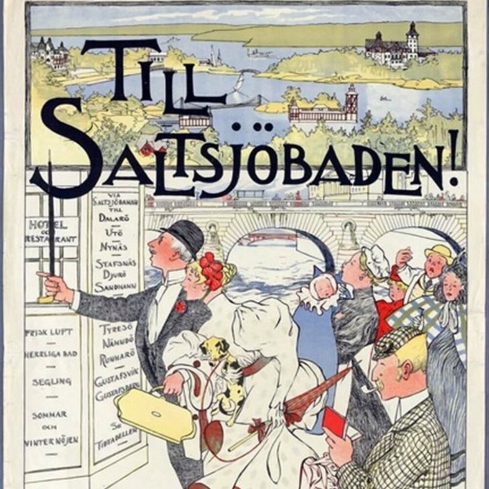 Antique Unique Swedish Poster of Sweden "Till Saltsjöbaden" ("To Saltsjöbaden")